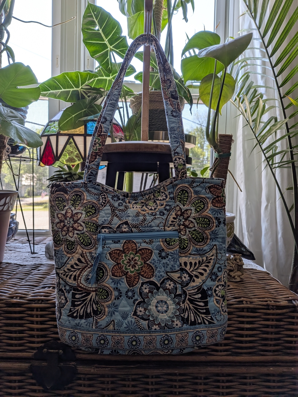 Vera Bradley Light Blue Quilted Floral Tote